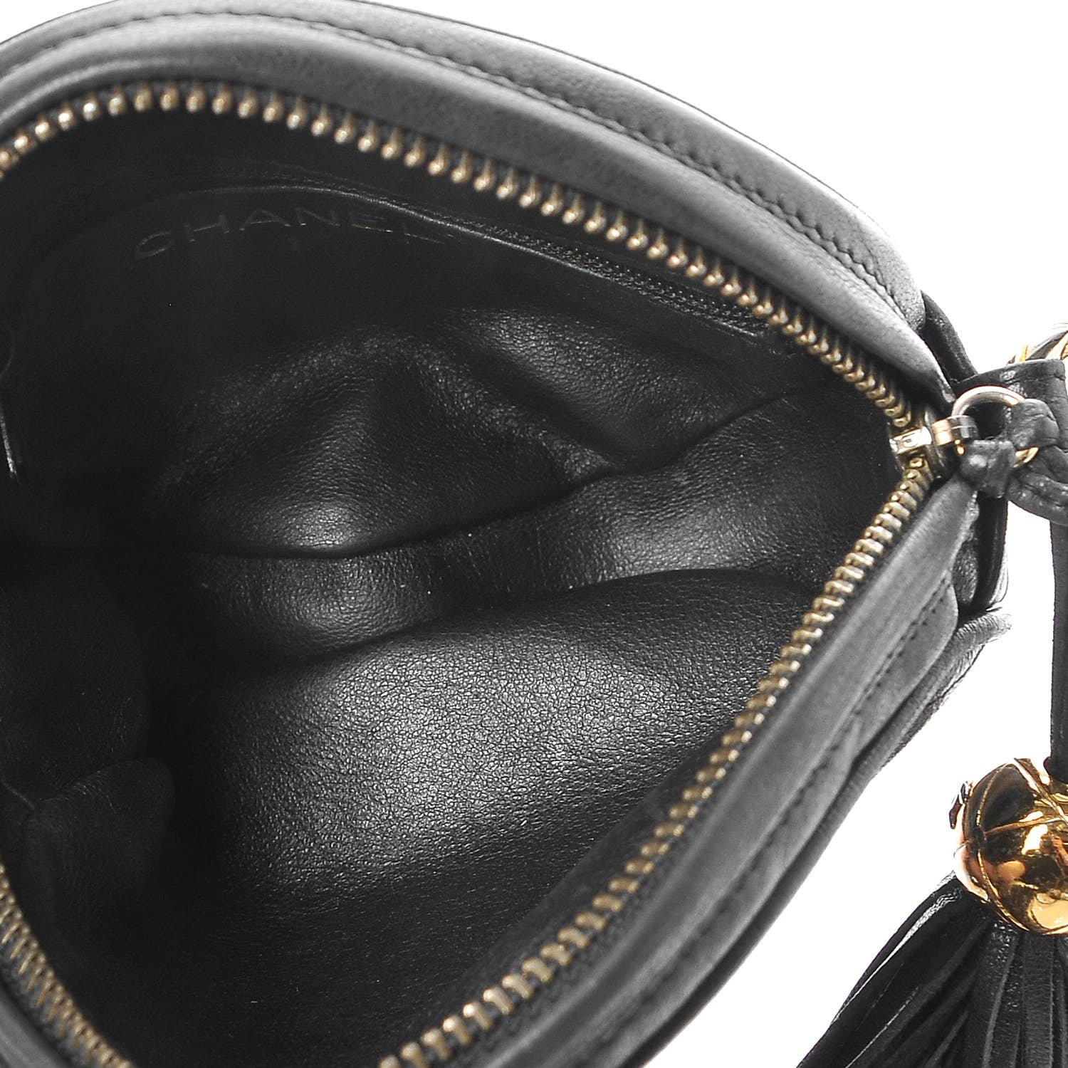 Chanel Lambskin Quilted Round Tassel Crossbody Bag Black 5 of 9