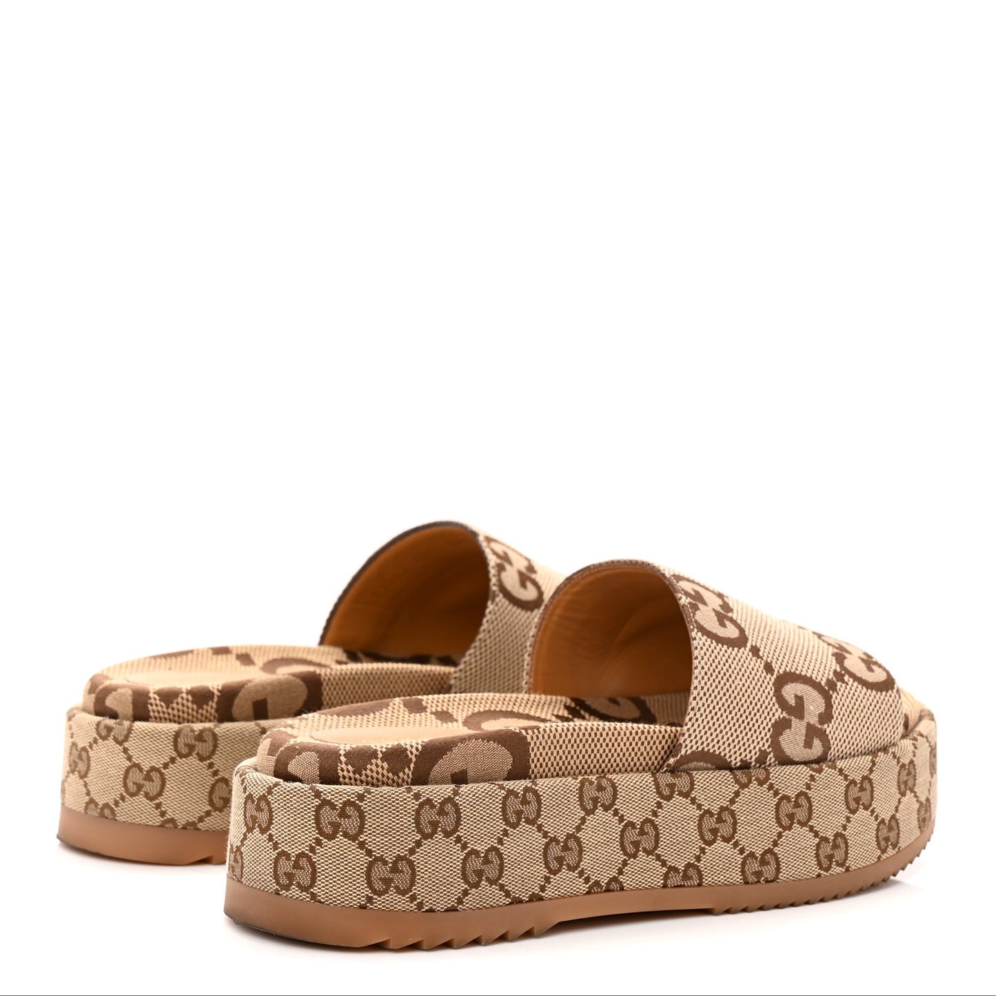 Monogram Maxi GG Angelina Platform 55mm Slide Sandals 40 Camel Ebony