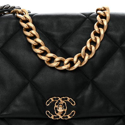 Chanel Lambskin Quilted Maxi Chanel 19 Flap Black 8 of 10