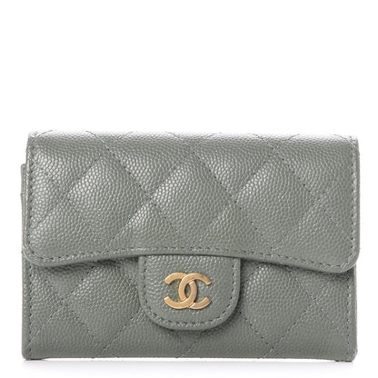 Chanel Iridescent Caviar Quilted Flap Card Holder Green 1 of 9