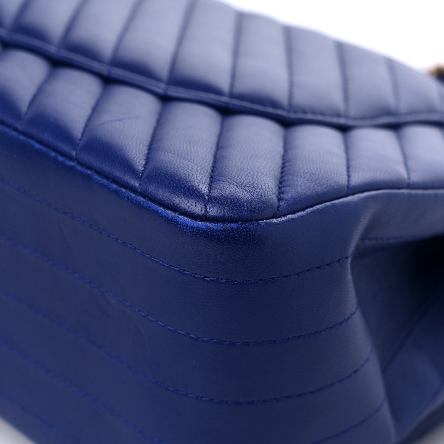 Chanel Lambskin Chevron Quilted Jumbo Double Flap Navy Blue 11 of 15
