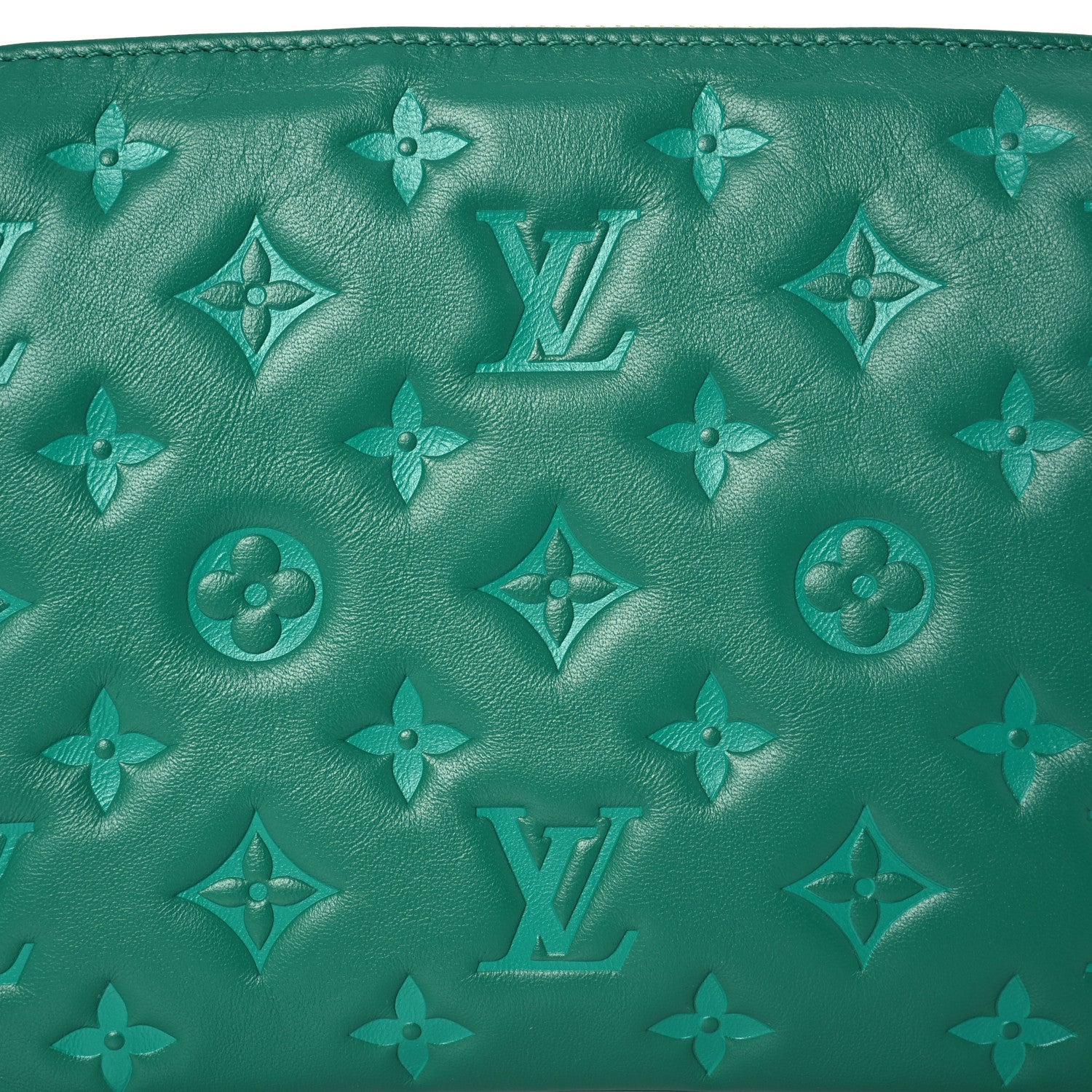 Louis Vuitton Lambskin Embossed Monogram Coussin BB Emeraude 9 of 15