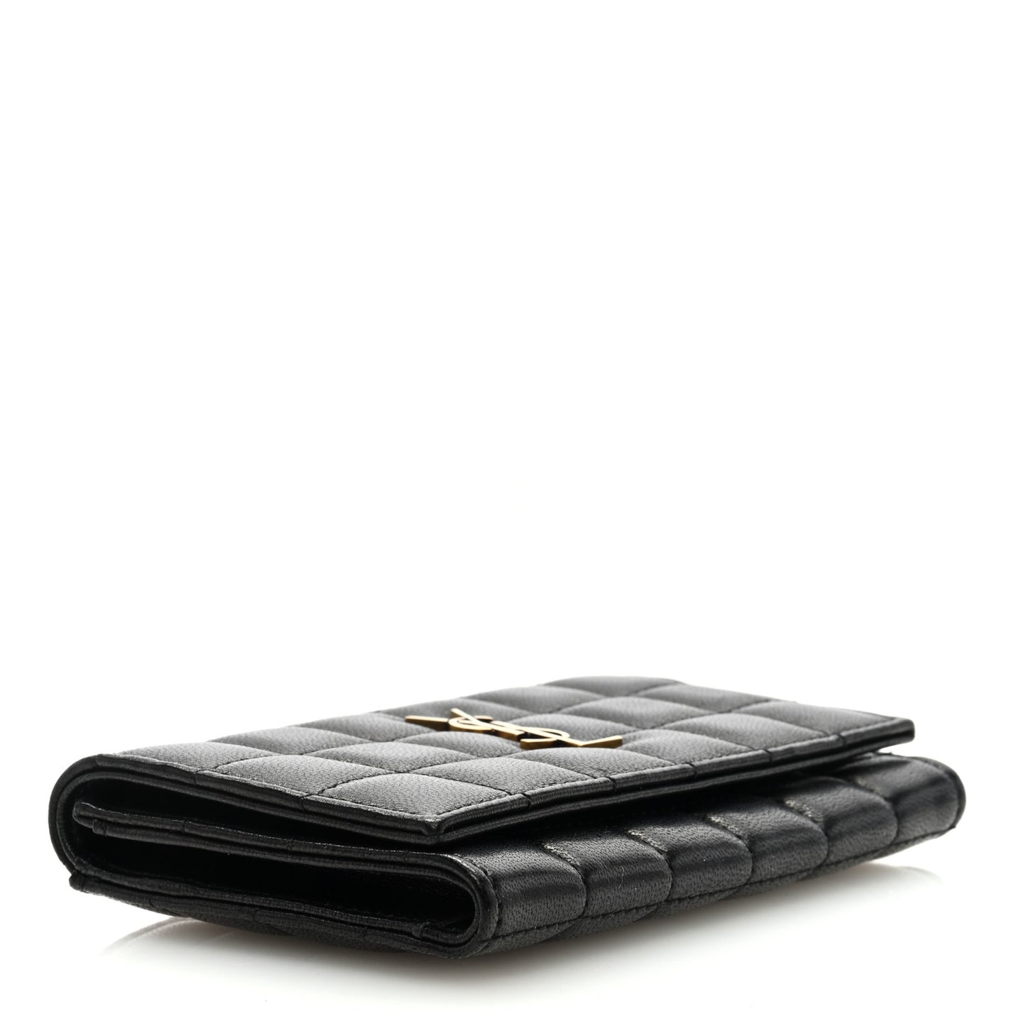 Goatskin Carre Quilted Cassandre Small Envelope Wallet Black