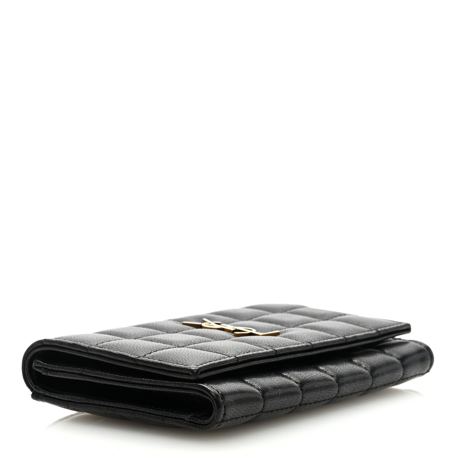 Saint Laurent Goatskin Carre Quilted Cassandre Small Envelope Wallet Black 4 of 6