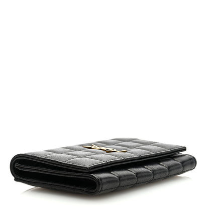 Saint Laurent Goatskin Carre Quilted Cassandre Small Envelope Wallet Black 4 of 6