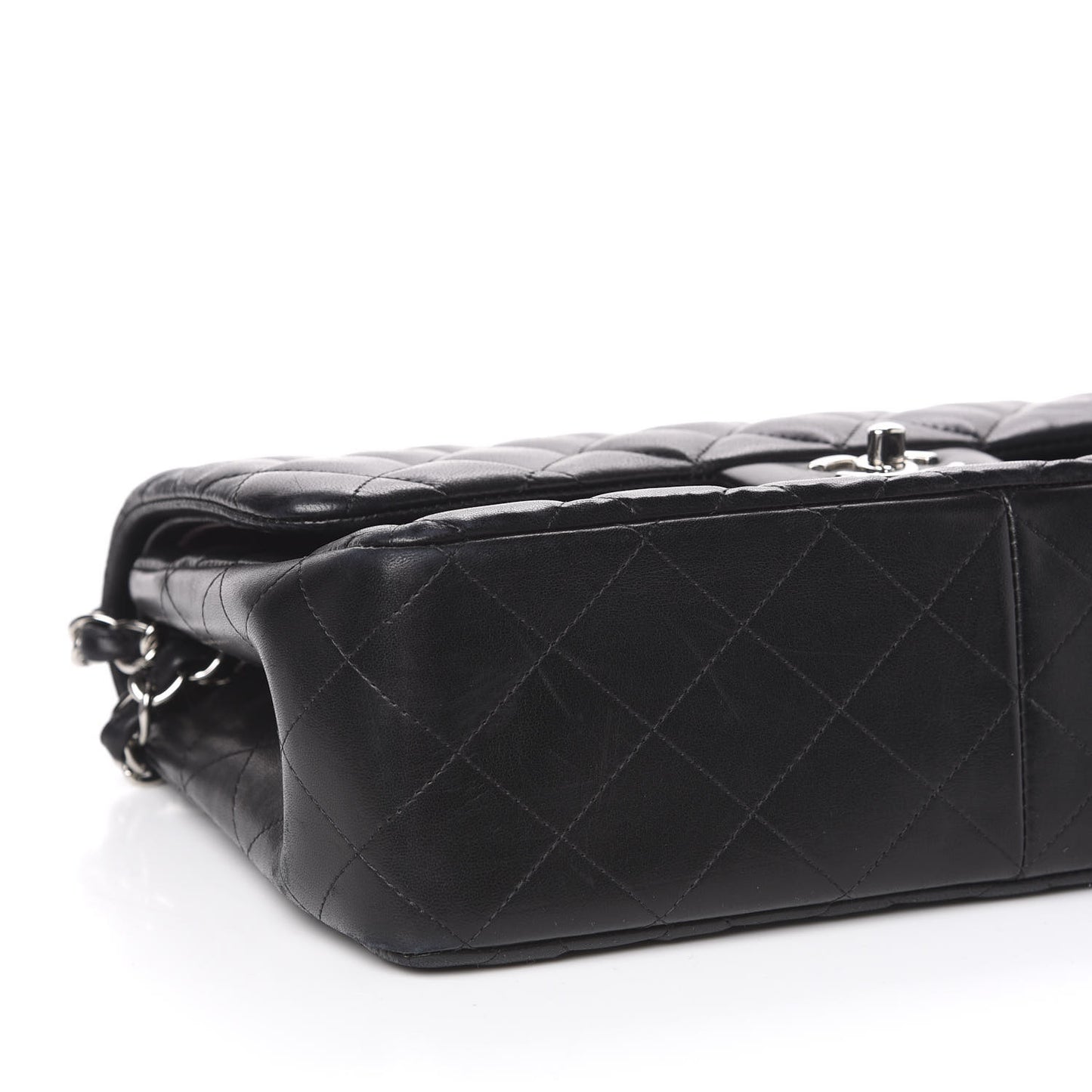 Lambskin Quilted Jumbo Double Flap Black