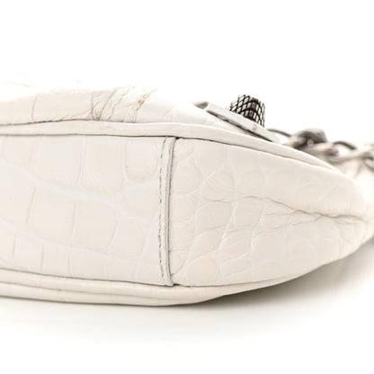 Balenciaga Extra Supple Calfskin Crocodile Embossed Le Cagole Mini Purse With Chain White 10 of 18