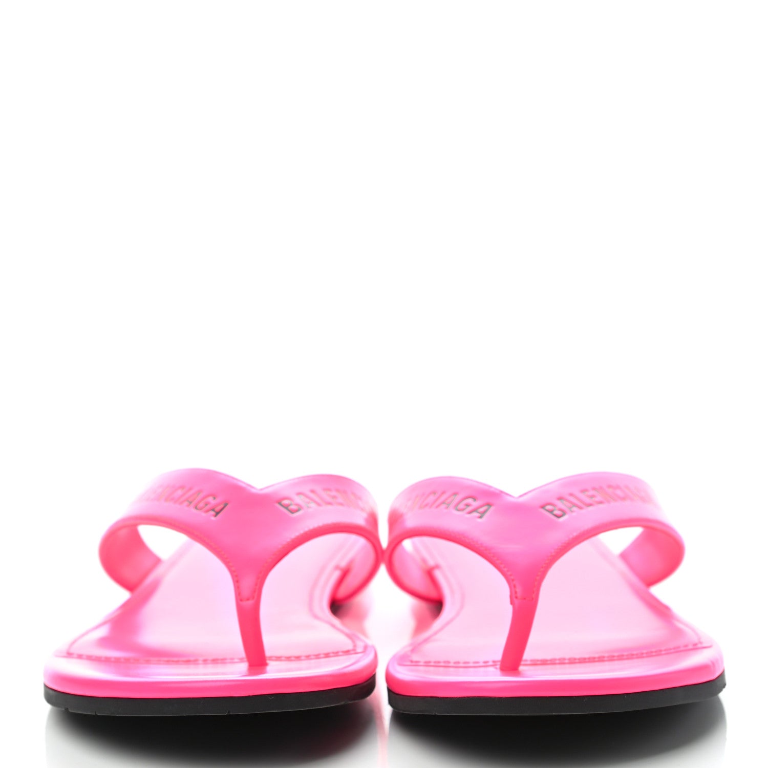 Balenciaga Calfskin Logo Thong Sandals 36 Neon Pink 2 of 7