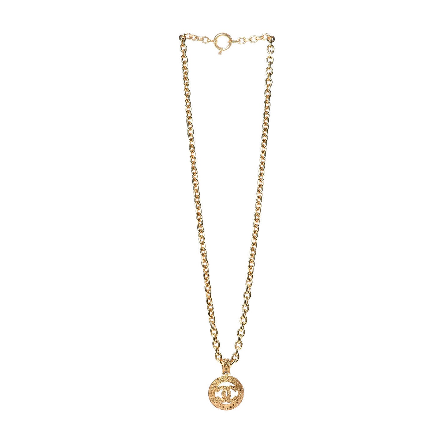 Chain CC Long Pendant Necklace Gold