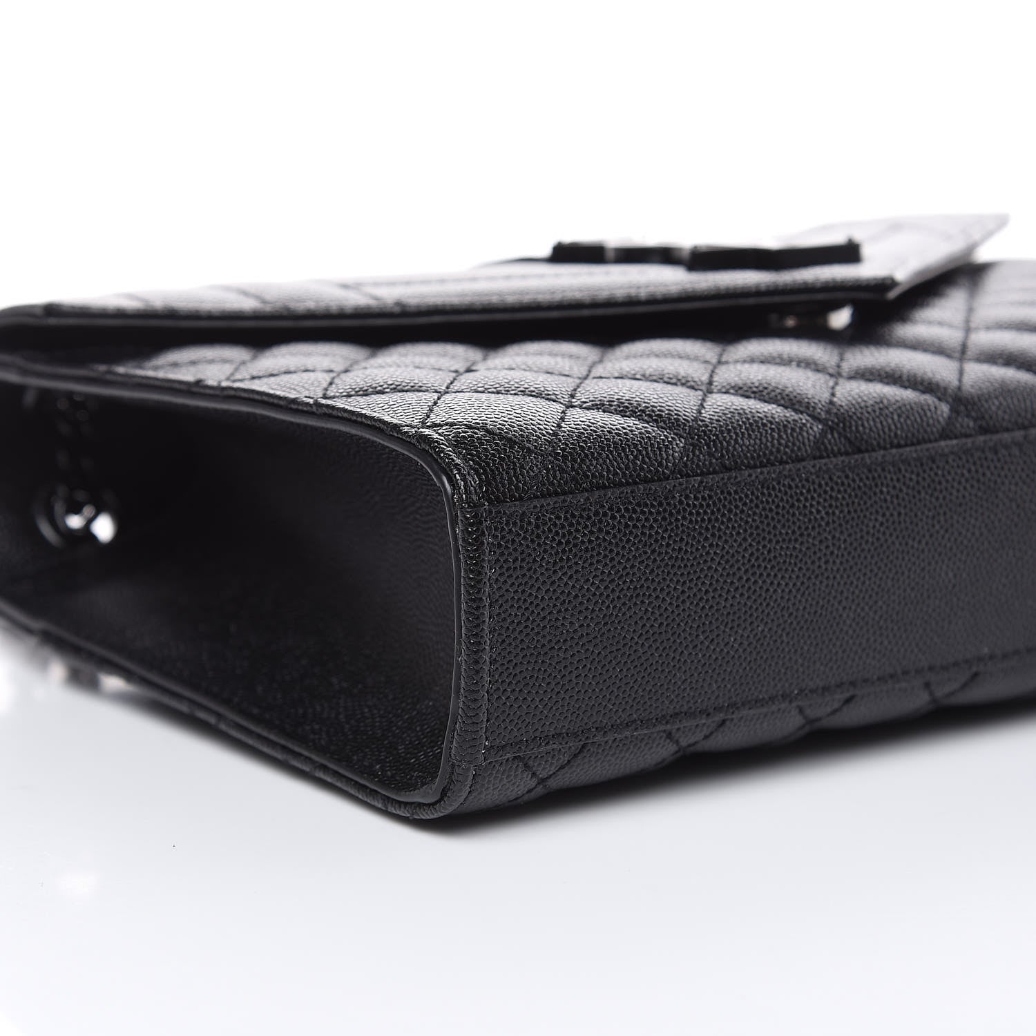 Saint Laurent Grain De Poudre Textured Mixed Matelasse Triquilt Medium Monogram Satchel Black 8 of 10