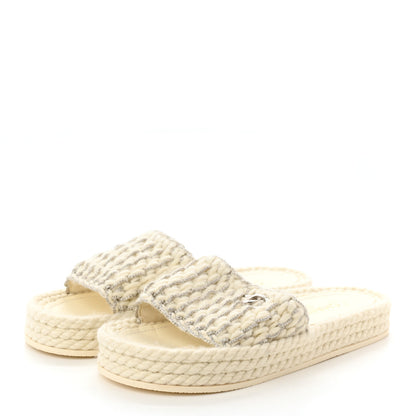 Chanel Braided Knit CC Mules 41 Ecru 3 of 7