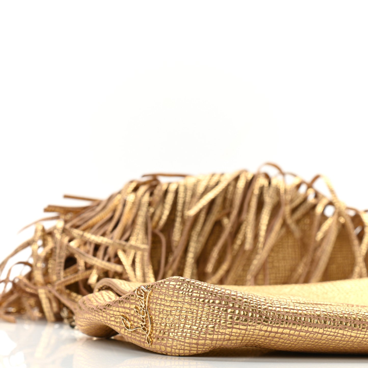 Metallic Calfskin Artemis Fringe Shoulder Bag Gold