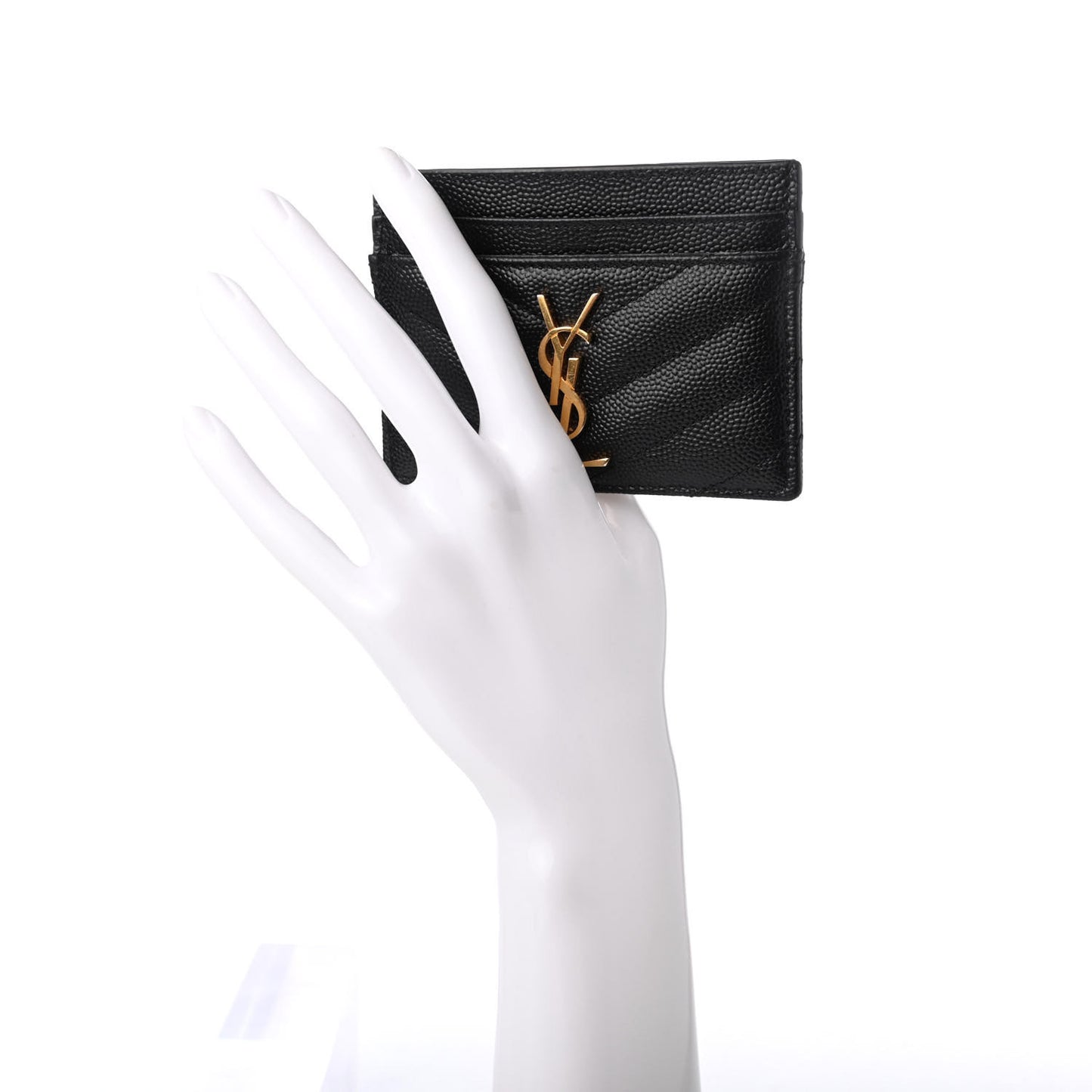 Grain De Poudre Matelasse Chevron Monogram Credit Card Case Black