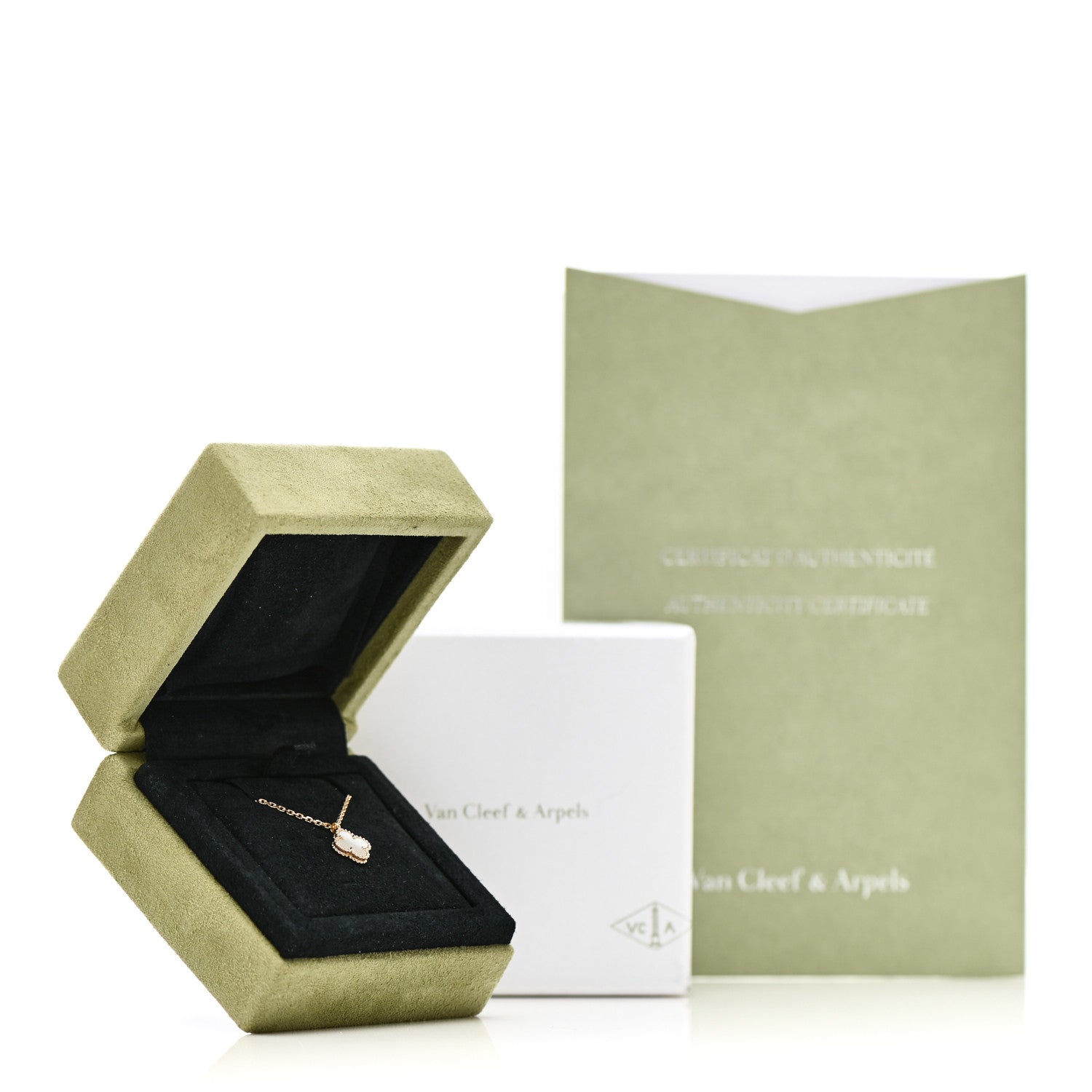 Van Cleef & Arpels 18K Yellow Gold Mother of Pearl Sweet Alhambra Pendant Necklace 7 of 7