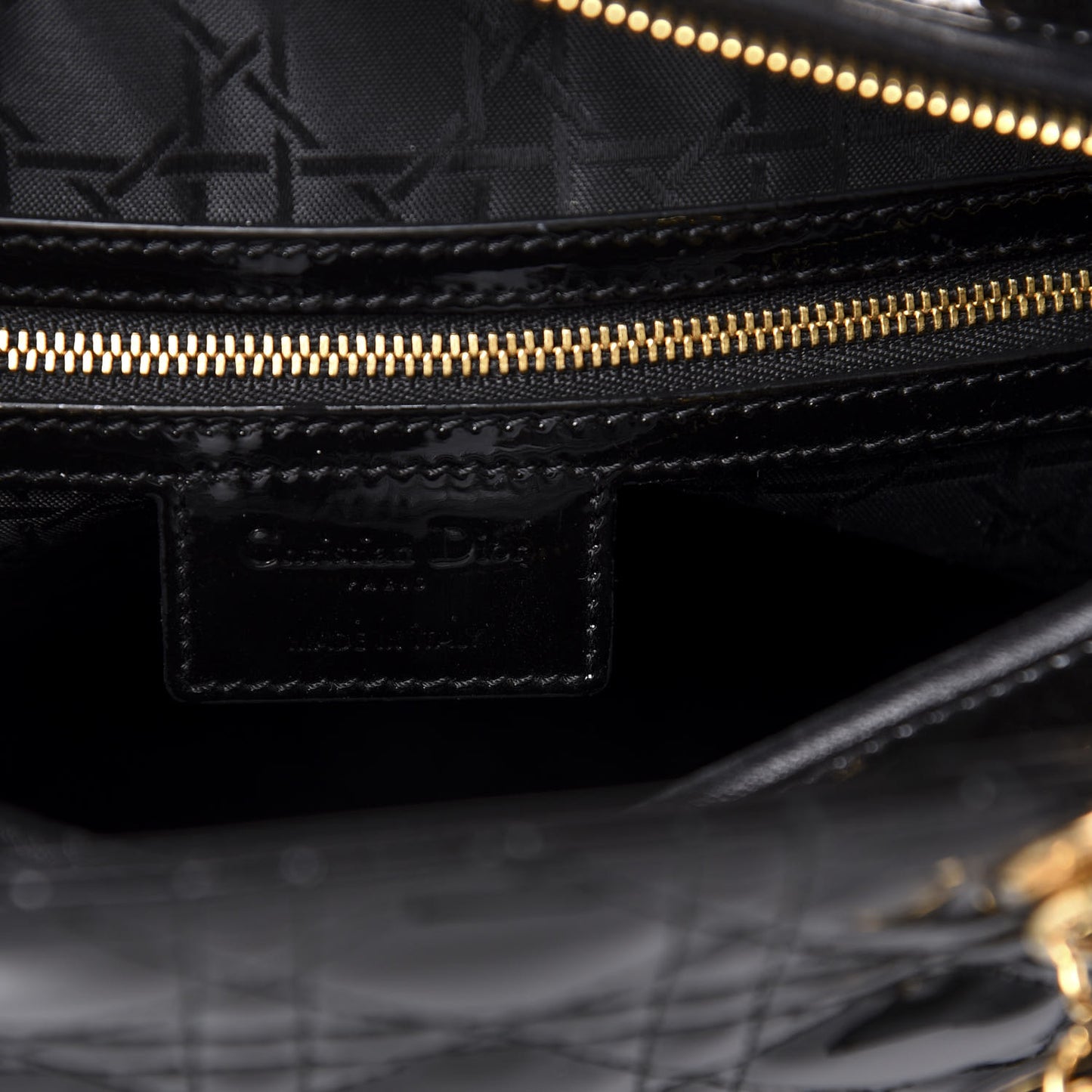 Patent Cannage Large Lady Dior Black