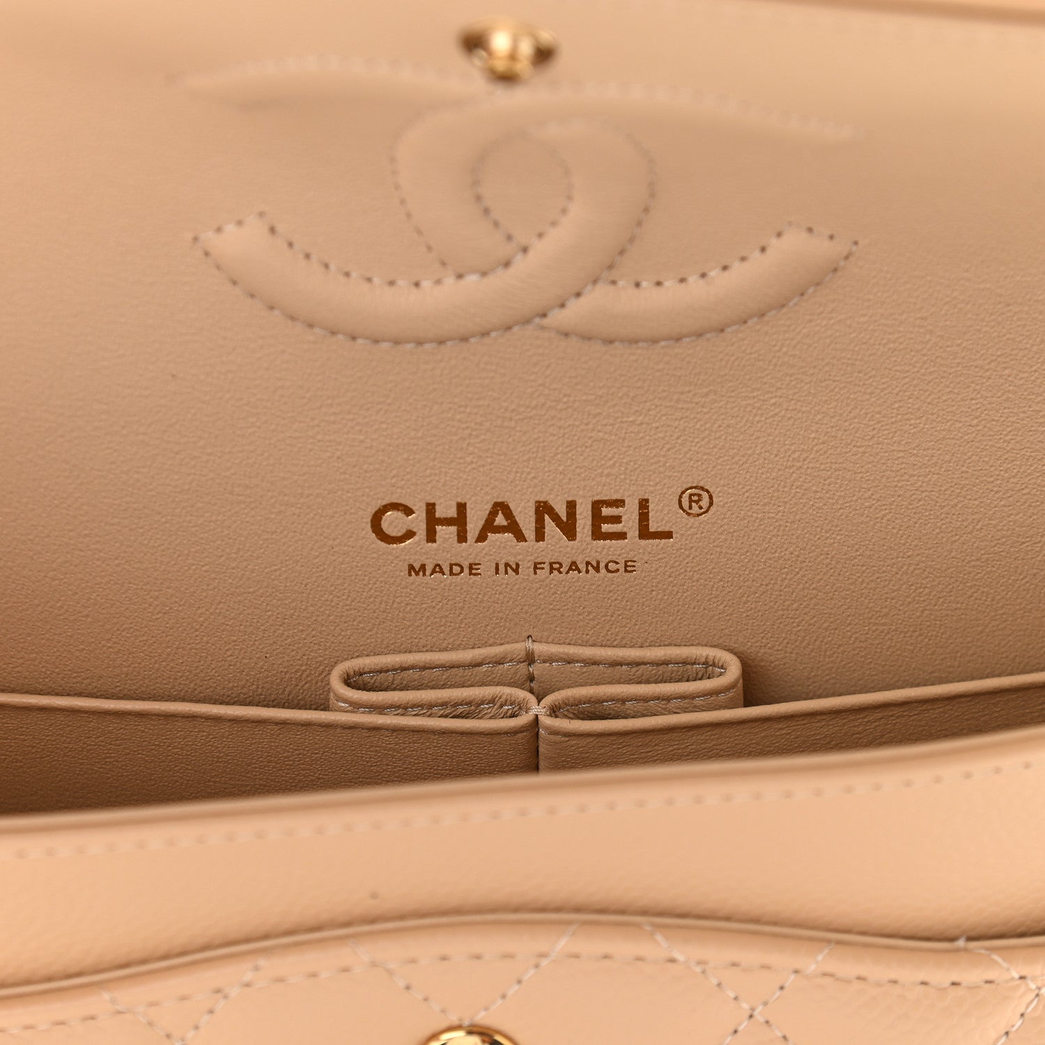 Chanel Caviar Quilted Medium Double Flap Beige 6 of 9