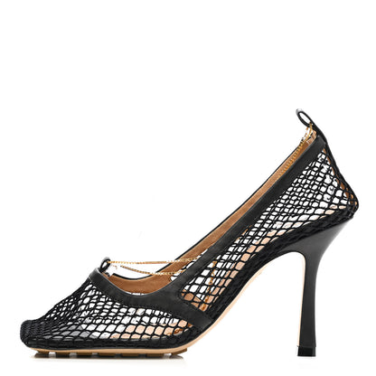 Bottega Veneta Mesh Calfskin Chain Stretch Pumps 37.5 Black 1 of 7