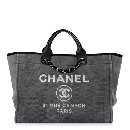 Chanel Canvas Medium Deauville Tote Grey 1 of 14