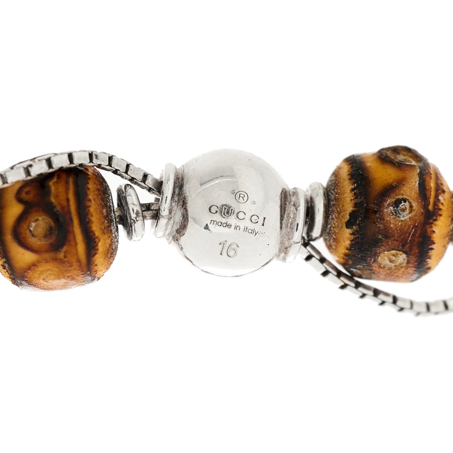 Gucci Sterling Silver Bamboo Beaded Bracelet 4 of 4