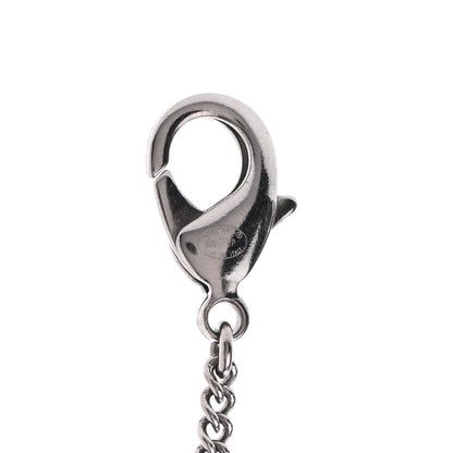 Chanel Metal Crystal Ruthenium Dog Tag Charm Necklace Silver 5 of 5