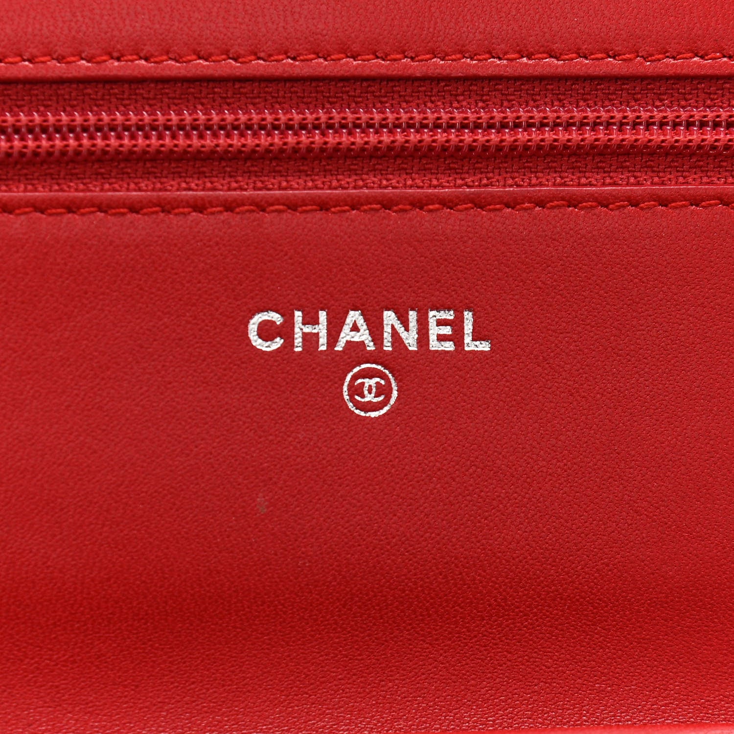 Chanel Lambskin Camellia Embossed Wallet On Chain WOC Red 6 of 17