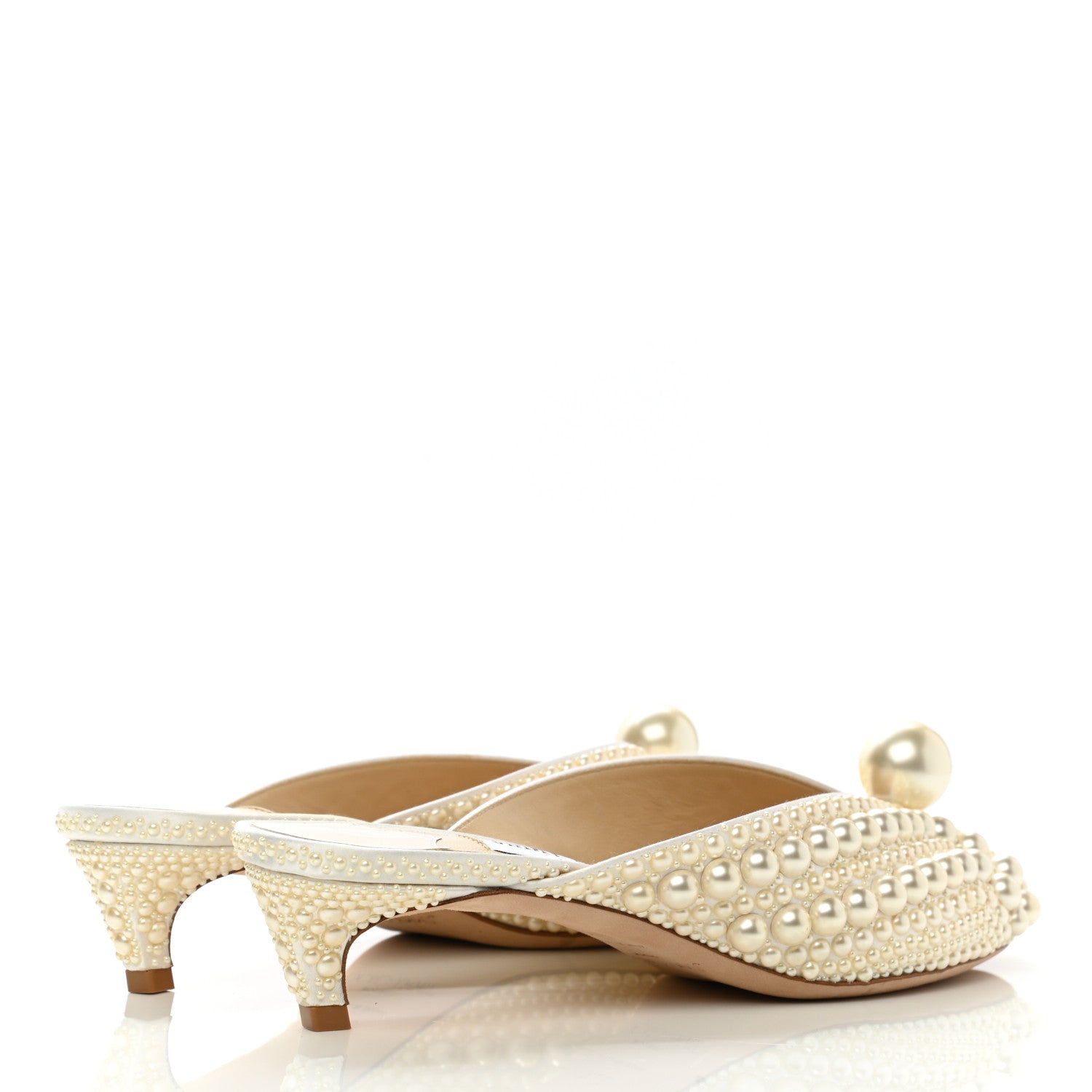 Jimmy Choo Satin Samantha Pearl Mules 37.5 White 4 of 9