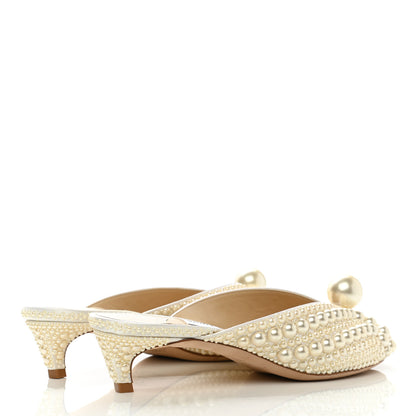 Jimmy Choo Satin Samantha Pearl Mules 37.5 White 4 of 9