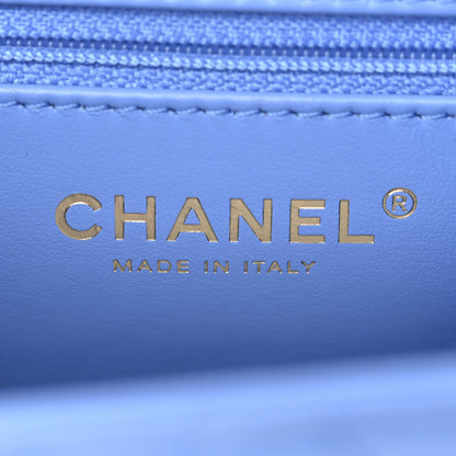 Chanel Shiny Aged Calfskin Quilted Nano Kelly Shopper Blue 6 of 11