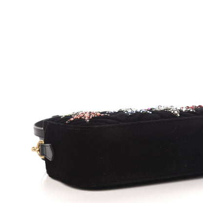 Gucci Velvet Matelasse Crystal Star Embroidered Small GG Marmont Chain Shoulder Bag Black 9 of 11