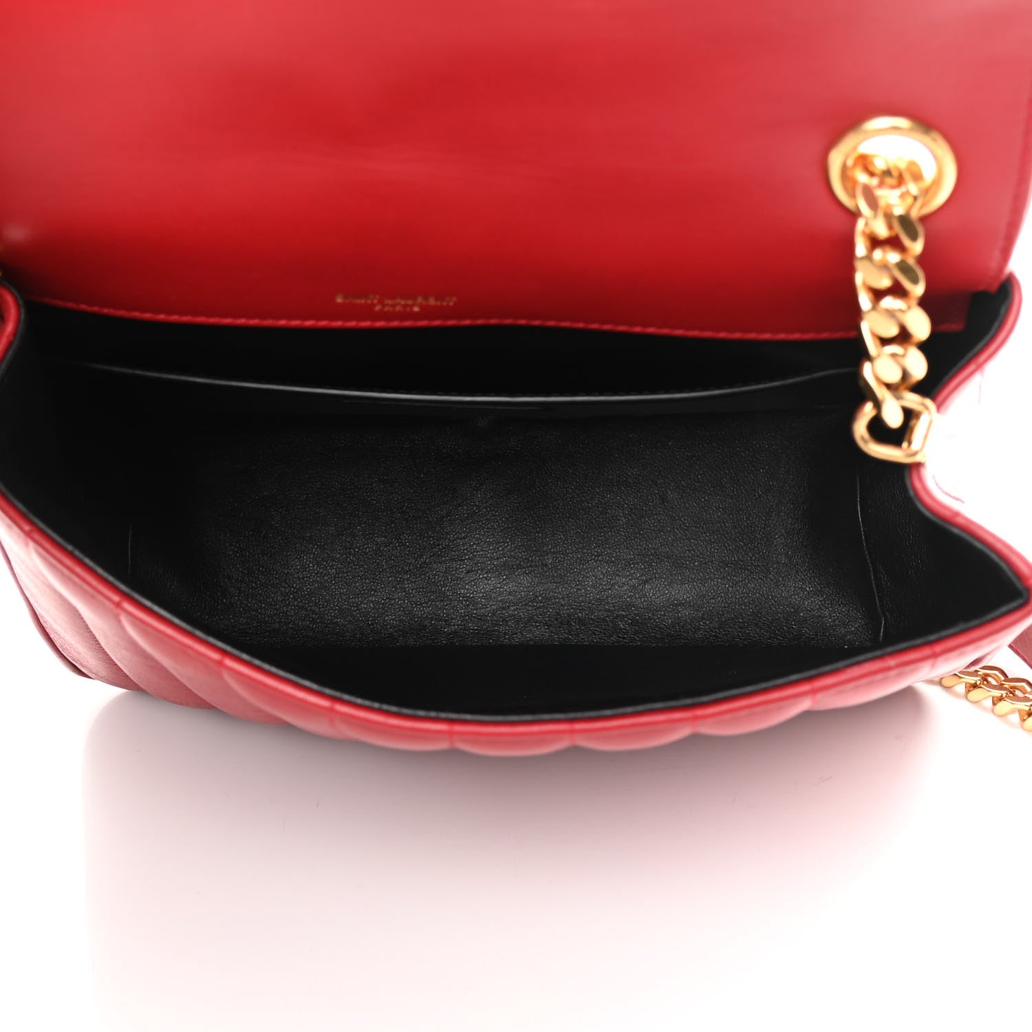 Saint Laurent Lambskin Matelasse Monogram Large Vicky Chain Bag Rouge Eros 4 of 18