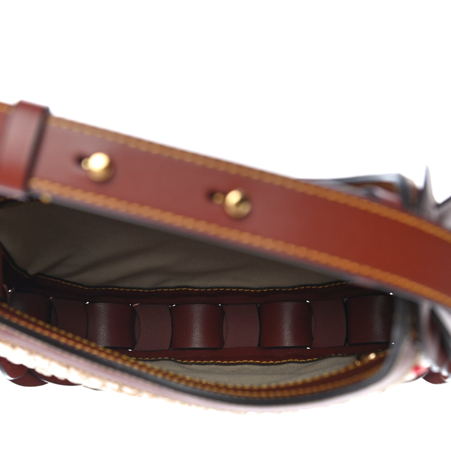 Calfskin Raffia Embroidered Small Darryl Crossbody Brown