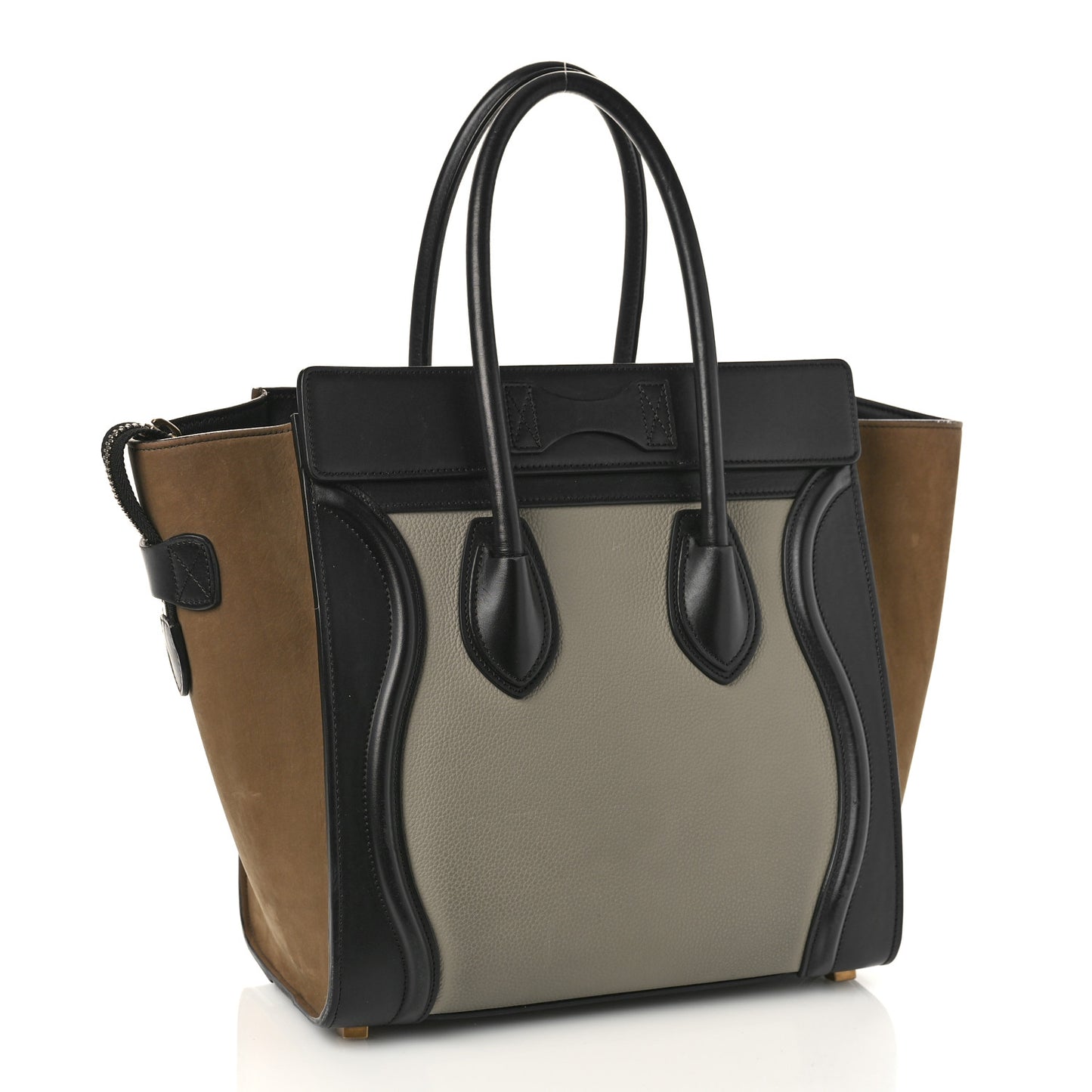 Drummed Calfskin Nubuck Micro Tri-Color Luggage Stone