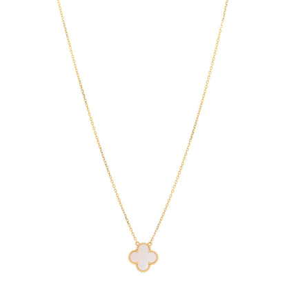 Van Cleef & Arpels 18K Yellow Gold Mother of Pearl Vintage Alhambra Pendant Necklace 1 of 5