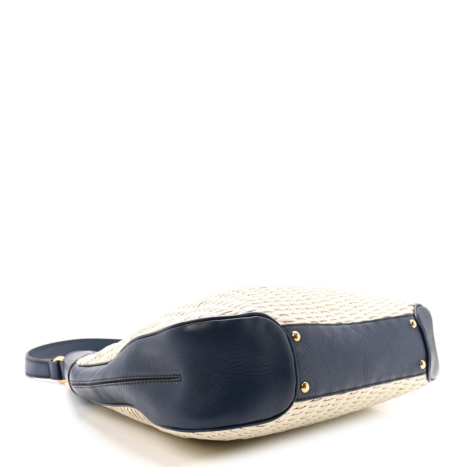 Salvatore Ferragamo Woven Calfskin Gancini Hobo Blue White 4 of 9