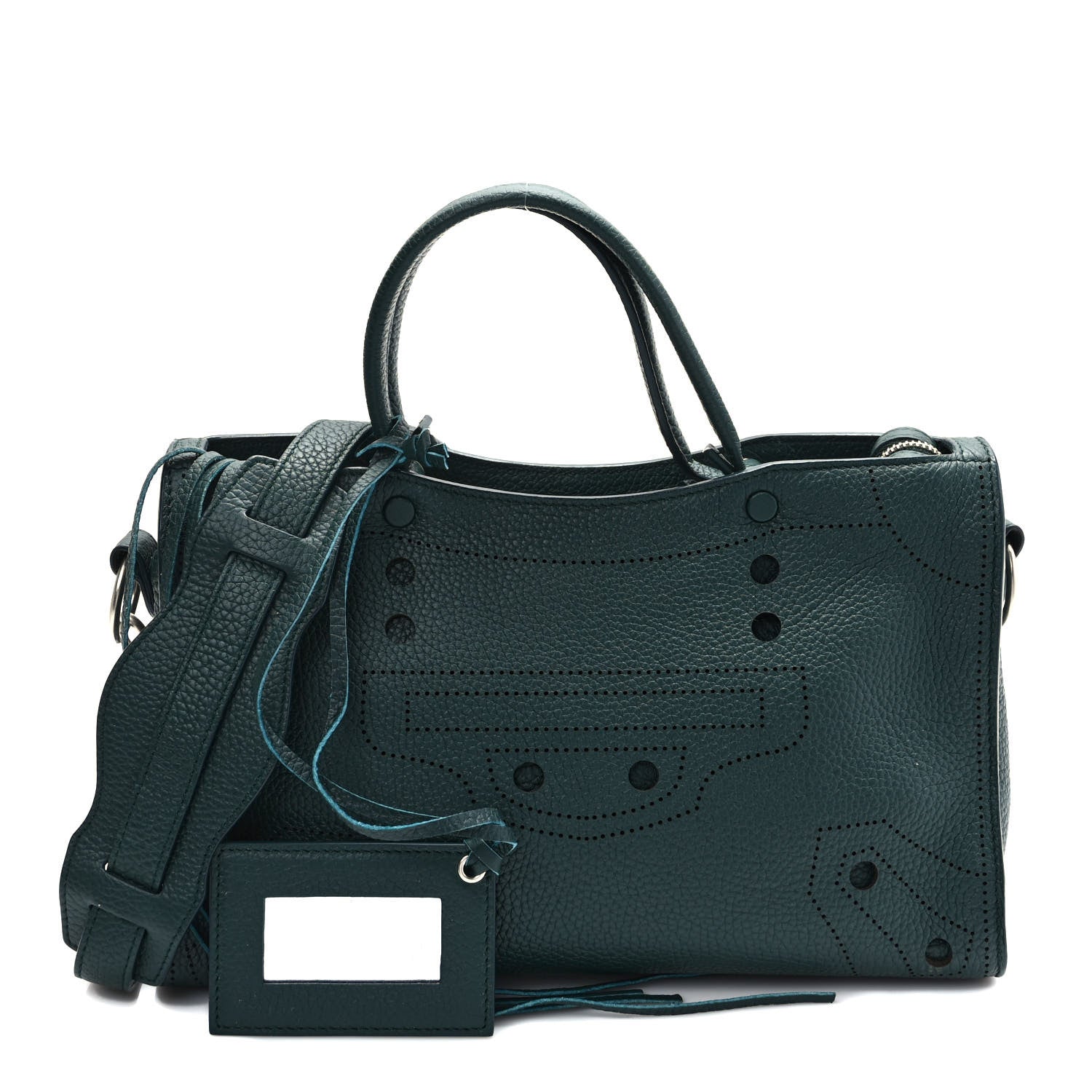 Balenciaga Veau Grana Perforated Blackout Hardware S City Verde 1 of 9