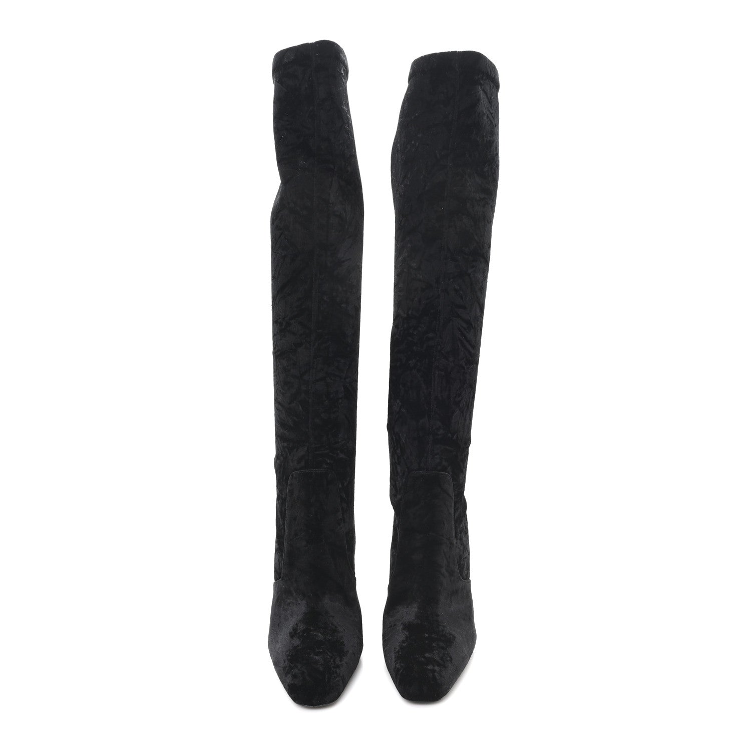 Saint Laurent Velvet Ella 110 Knee High Boots 40 Black 2 of 6