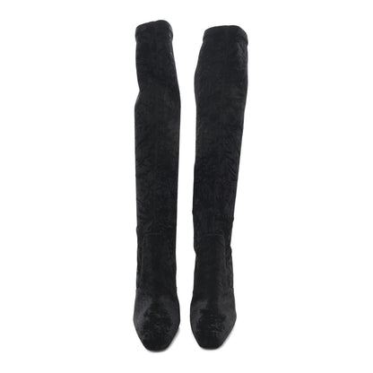 Saint Laurent Velvet Ella 110 Knee High Boots 40 Black 2 of 6
