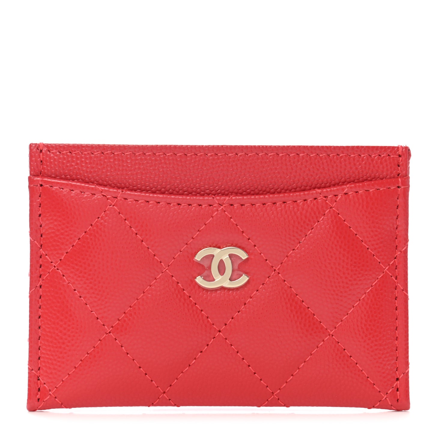 Caviar Quilted Card Holder Red