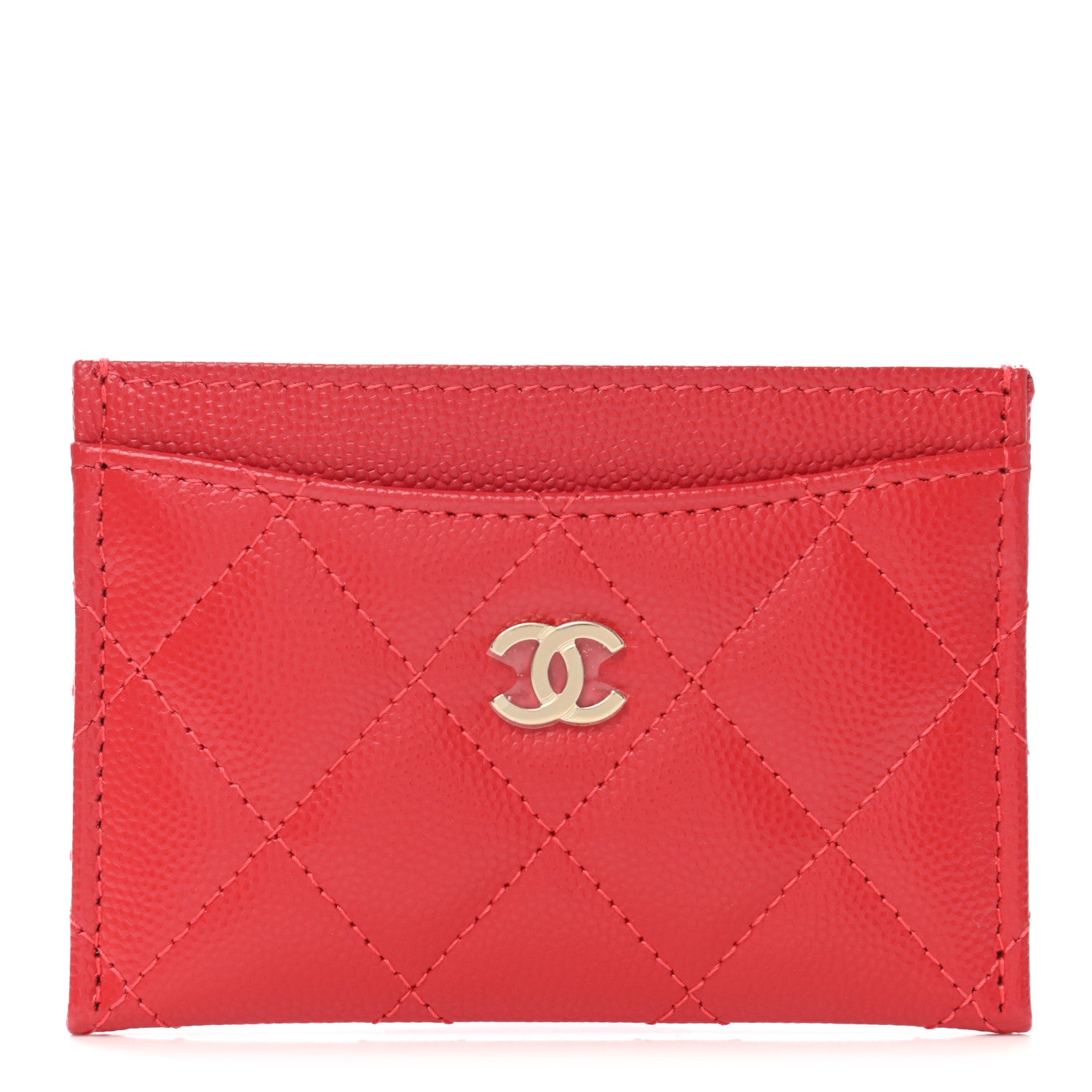 Chanel Caviar Quilted Card Holder Red 1 of 8