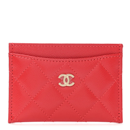 Chanel Caviar Quilted Card Holder Red 1 of 8