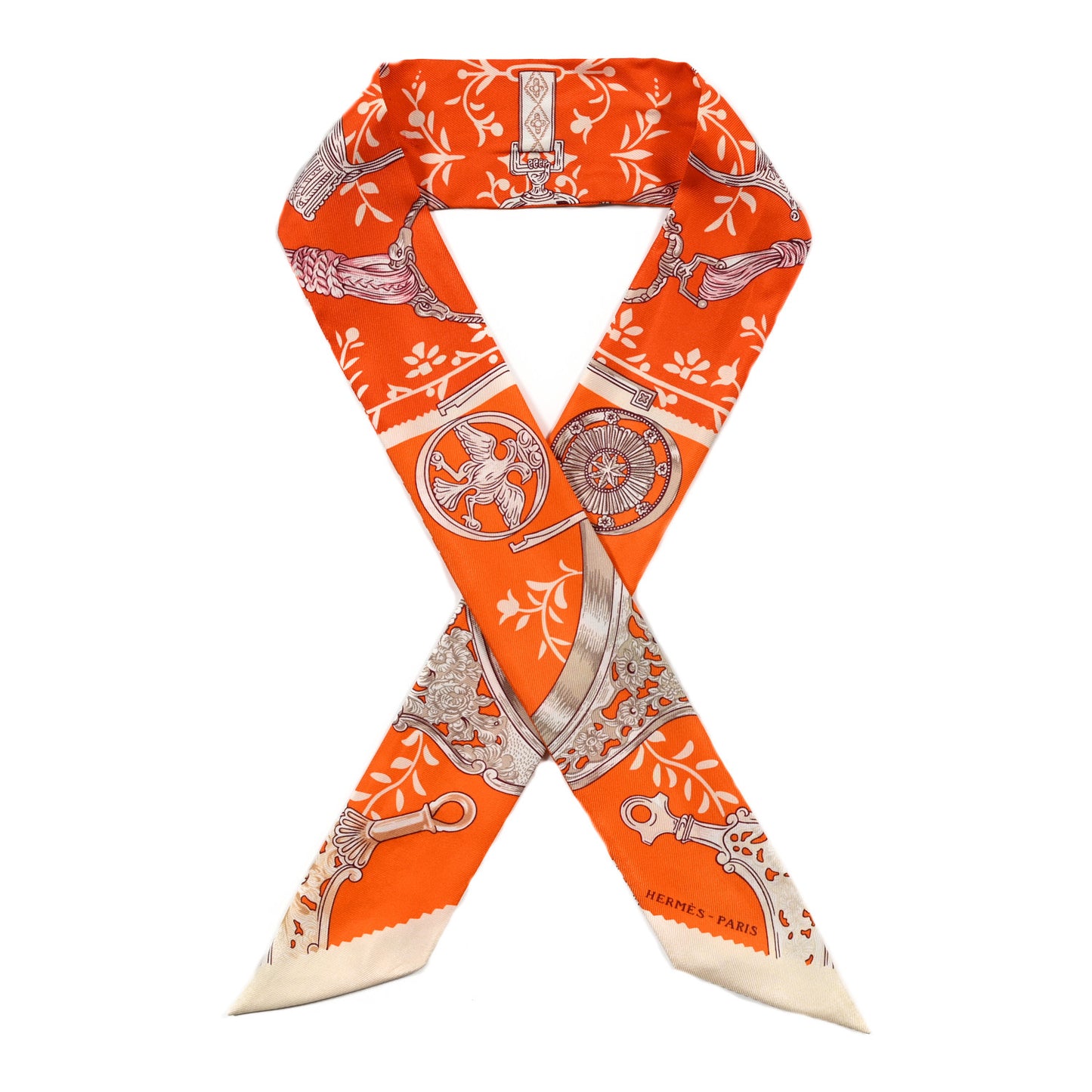 Silk Etriers Remix Twilly Orange Creme Beige