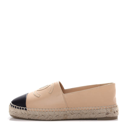 Chanel Lambskin CC Espadrilles 38 Beige Black 1 of 11