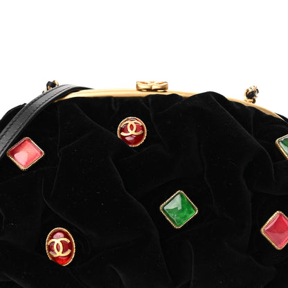 Chanel Resin Velvet Kiss Lock Clutch Black 8 of 10