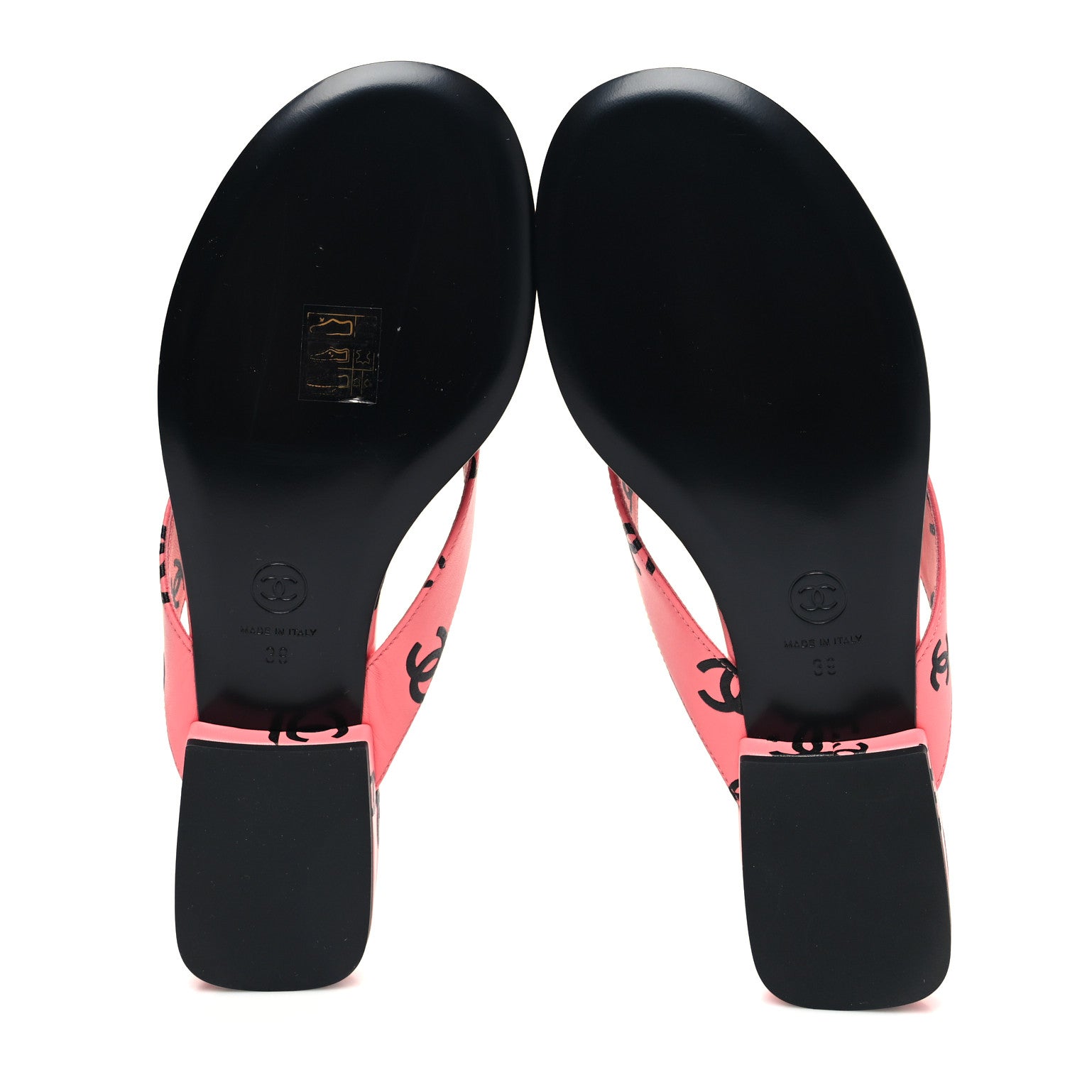 Chanel Lambskin Printed CC Thong Sandals 39 Pink Black 5 of 8