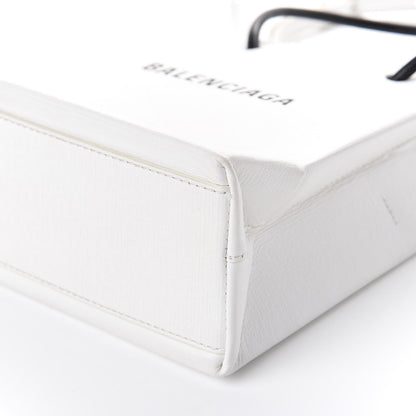 Balenciaga Squared Calfskin Logo Shopping Tote XXS White 7 of 13
