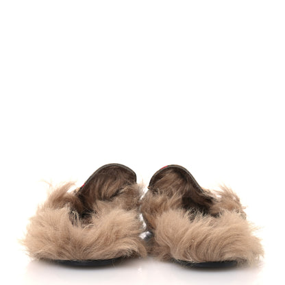 Gucci X DISNEY Mini Vintage GG Supreme Monogram Mickey Mouse Fur Womens Princetown Slippers 41 Beige Vintage Sun Oil 5 of 10