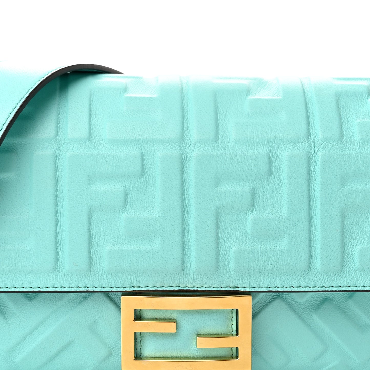 Nappa FF 1974 Embossed Baguette Spring Turquoise