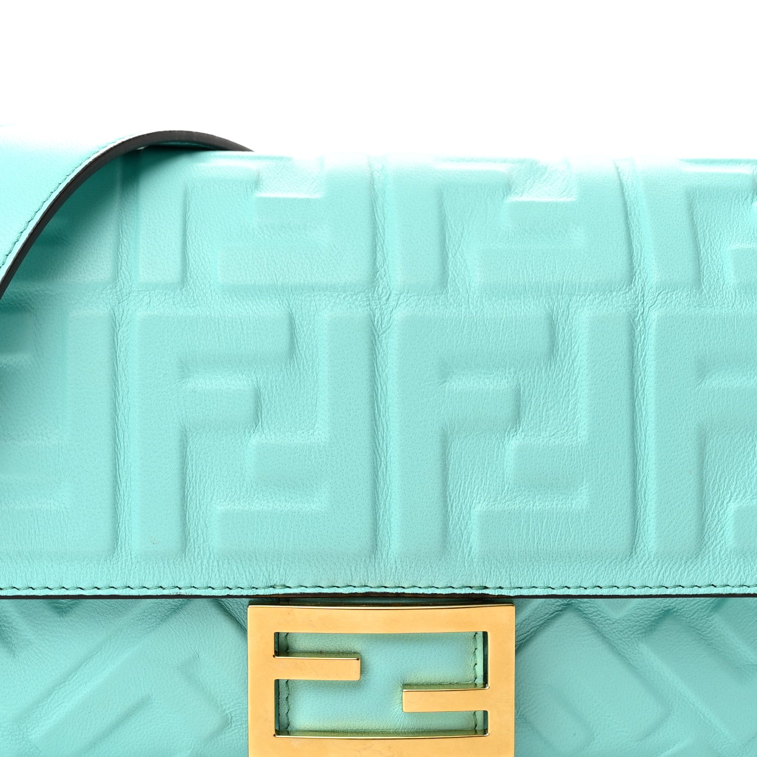 Fendi Nappa FF 1974 Embossed Baguette Spring Turquoise 7 of 9