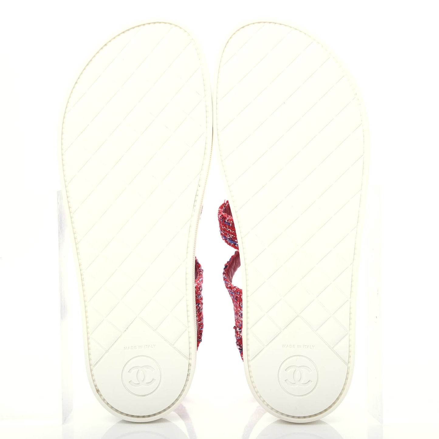 Tweed Pearl Flat Sandals 36.5 Red