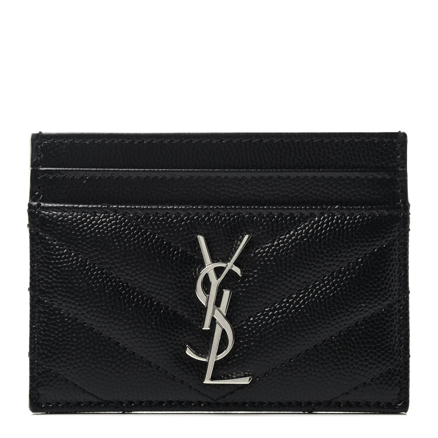 Grain De Poudre Matelasse Chevron Monogram Credit Card Case Black